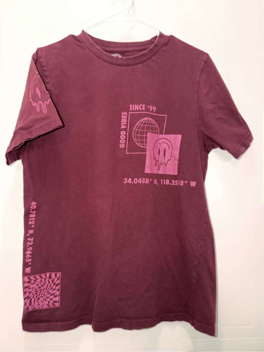 Eighty Eight Maroon Crewneck Tee with White Logo